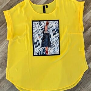 Chic Yellow Graphic Blouse